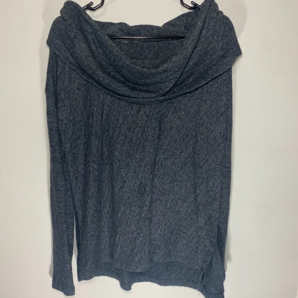 Prana Ginger Organic Cotton Blend Charcoal Cowl Neck Pullover Sweater